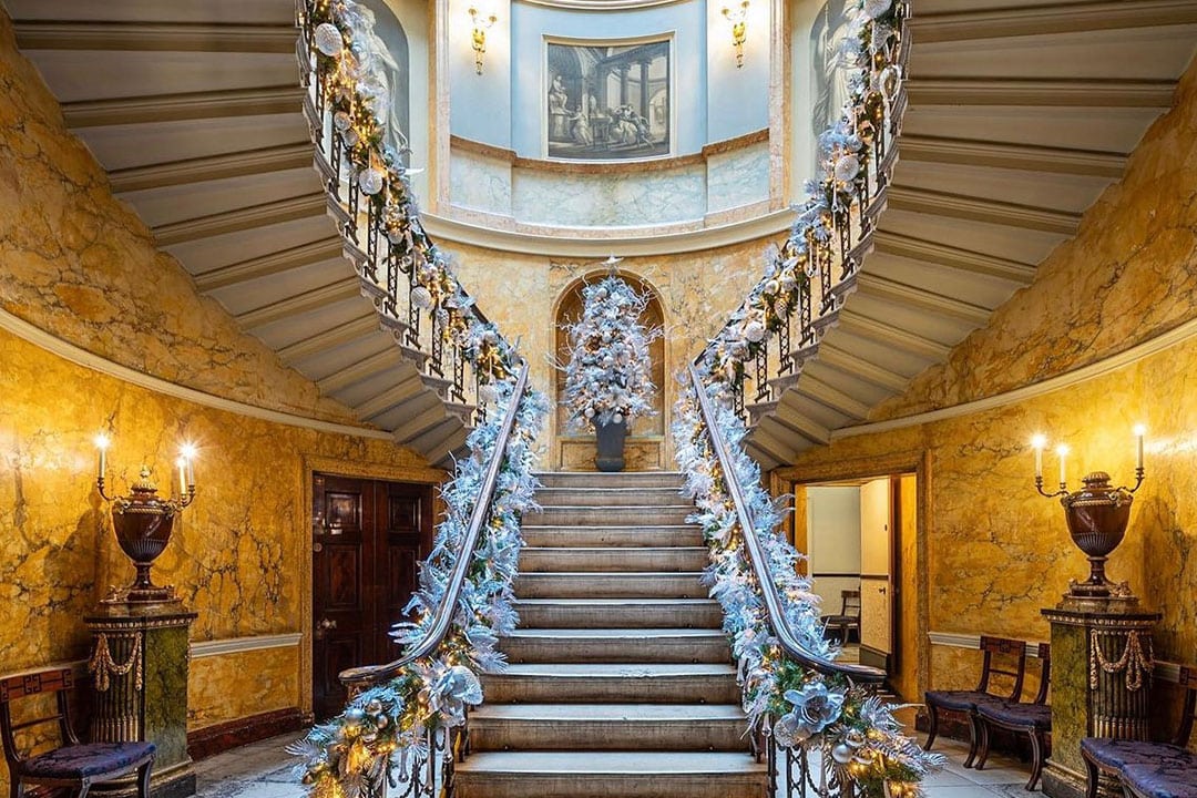 Beatiful Staircase With Purple Flowers